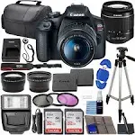 Canon Eos Rebel T7 DSLR Camera Bundle with Canon EF-S 18-55mm f/3.5-5.6 Is II Lens + 2x 32gb Memory Cards + Filters + Preferred Accessory Kit, Black