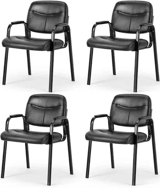 DUMOS Set of 4 Padded Arms Leather Waiting Room Guest Chairs