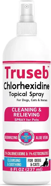 Truseb Topical Ketoconazole and Chlorhexidine Spray for Dogs, Cats, and Horses with Aloe - 8 oz (Ketoconazole & Chlorhexidine Spray, 8 oz)