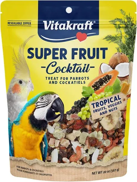 Vitakraft Fresh Super Fruit Cocktail - Tropical Parrot Fruit Blend - Parrot and Parakeet Treats Browns 1.25 Pound (Pack of 1)