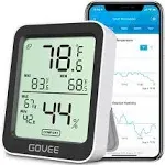 Govee Bluetooth Indoor Hygrometer Thermometer Room Humidity and Temperature Sensor Gauge with Remote App Monitoring Large LCD Display Notification