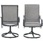 Phi Villa Swivel Textilene Patio Outdoor Dining Chairs, Black, Set of 2 Chairs