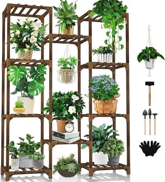  Plant Stand Indoor Outdoor, Tall Plant Shelf for A-10 Tiers Hanging Cabinet