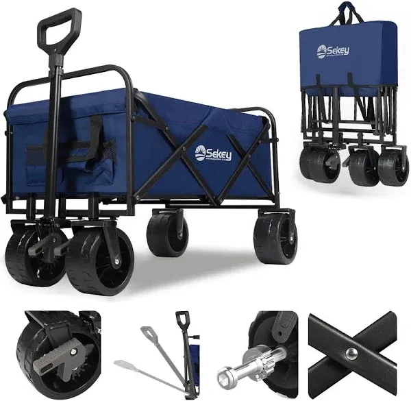 Sekey Collapsible Folding Wagon with 220Lb Weight Capacity , Heavy Duty Foldable