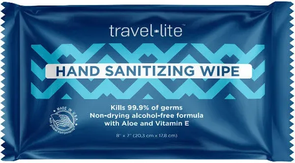 Travel Lite Hand Sanitizing Wipes, 99.9% Effective Against Most Common