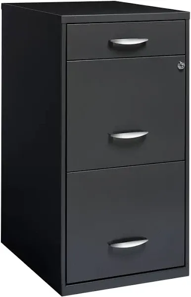 Filing Cabinet 18"W, 3-Drawer Organizer File, Black