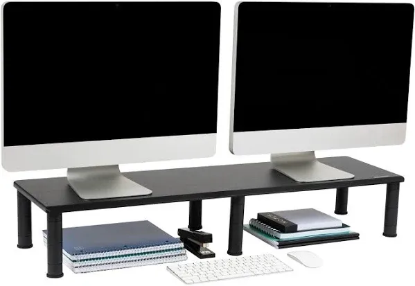 Mind Reader Large Adjustable Dual Monitor Stand Black