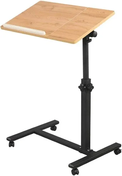 TigerDad Rolling Laptop Desk for Rolling Cart Tilting Overbed Bedside Table Desk Overbed Table with Wheels Adjustable Laptop Stand Sofa Side Table