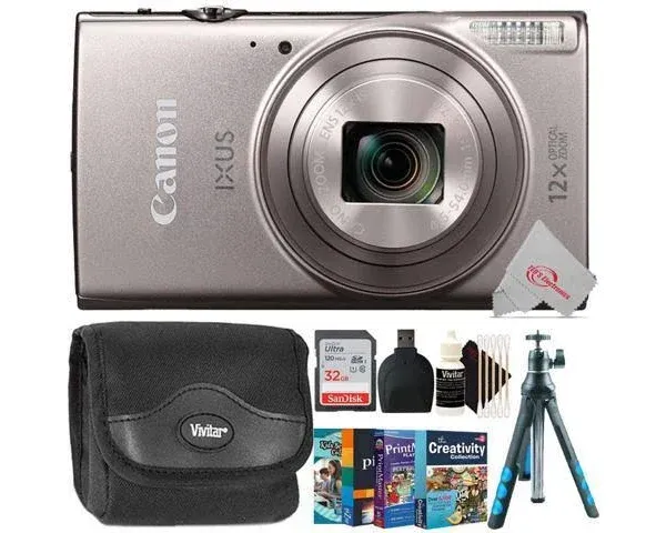 Canon PowerShot IXUS 285 / Elph 360 20.2MP Silver Camera Kids Fun Bundle