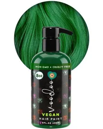 VOODOO Green Hair Paint (Harmony Green) 8 Oz | Vegan Intermixable Temporary Hair Color | Cruelty-Free | Non-Drippy, Creamy, & Vibrant | Ammonia-Free Temporary Halloween Hair Color (8 Oz)