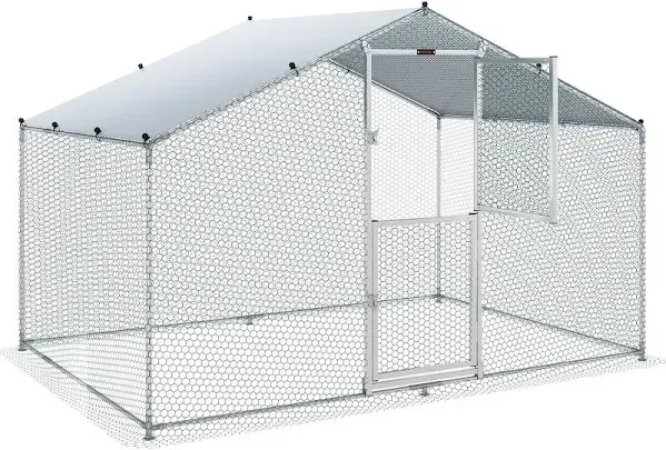 VEVOR Large Metal Chicken Coop - 6.6 x 9.8 ft Waterproof Outdoor Poultry Cage wi