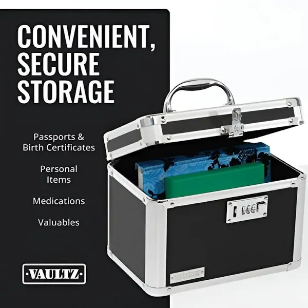 Vaultz Combo Lock Storage Box, Black, Medium Density Fiberboard,US