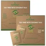 NOVEHA Tea Tree & Coconut Oil Eyelid & Lash Wipes | For Demodex, Blepharitis & Itchy Eyes, Box Of 60 Individually Wrapped Eyelash Wipes With Aloe Vera, Natural Makeup Remover & Daily Eye Cleanser