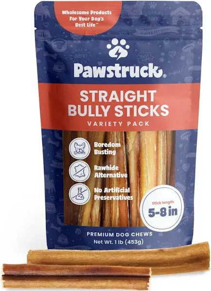 New Date Straight Bully Sticks Dog Treats, 1-lb bag, 8-12 in