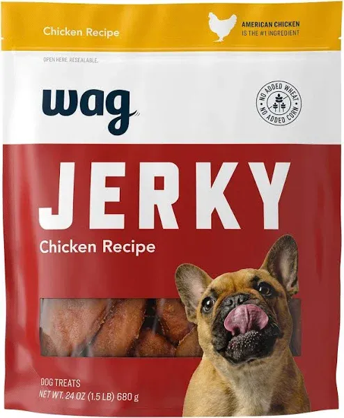 Amazon Brand - Wag Soft & Tender American Jerky Dog Treats -Chicken Recipe (24 oz)