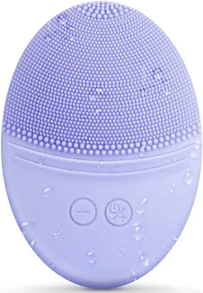 EZBASICS Facial Cleansing Brush Made with Ultra Hygienic Soft Silicone, Waterproof Sonic Vibrating Face Brush for Deep Cleansing, Gentle Massaging, Inductive Charging (Violet)1 Pack+5 Speed Settings