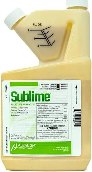 Sublime Weed Killer, Unrivaled Defense Against Crabgrass, Creeping Charlie, Dandelions & More, Non-Bleaching, Fast-Acting, Commercial & Residential, 1 Quart