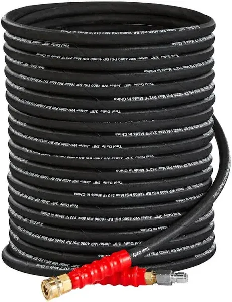 50FT Pressure Washer Hose with 3/8 Inch Quick Connect, High Tensile Wire Power W