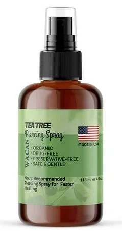 WACAN Fast-Healing Tea Tree Piercing Spray Solution Organic Essential Oil with Natural Sea Salts and Vitamins Solution Aftercare