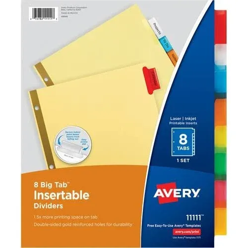 Avery 8-Tab Dividers Insertable Big