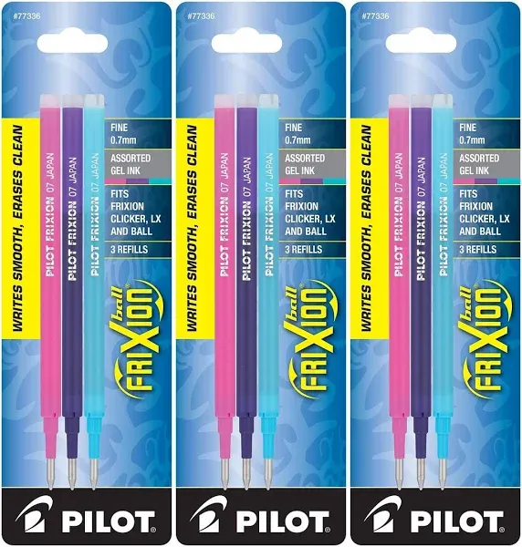 Pilot Refills for Frixion Erasable Gel Ink Pens, Fashion Assorted, 6 X 3-Pack (77336)