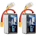 Zeee 4S Lipo Battery 1500mAh 14.8V 120C Graphene Battery with XT60 Plug for FPV RC Car RC Models(2 Pack)