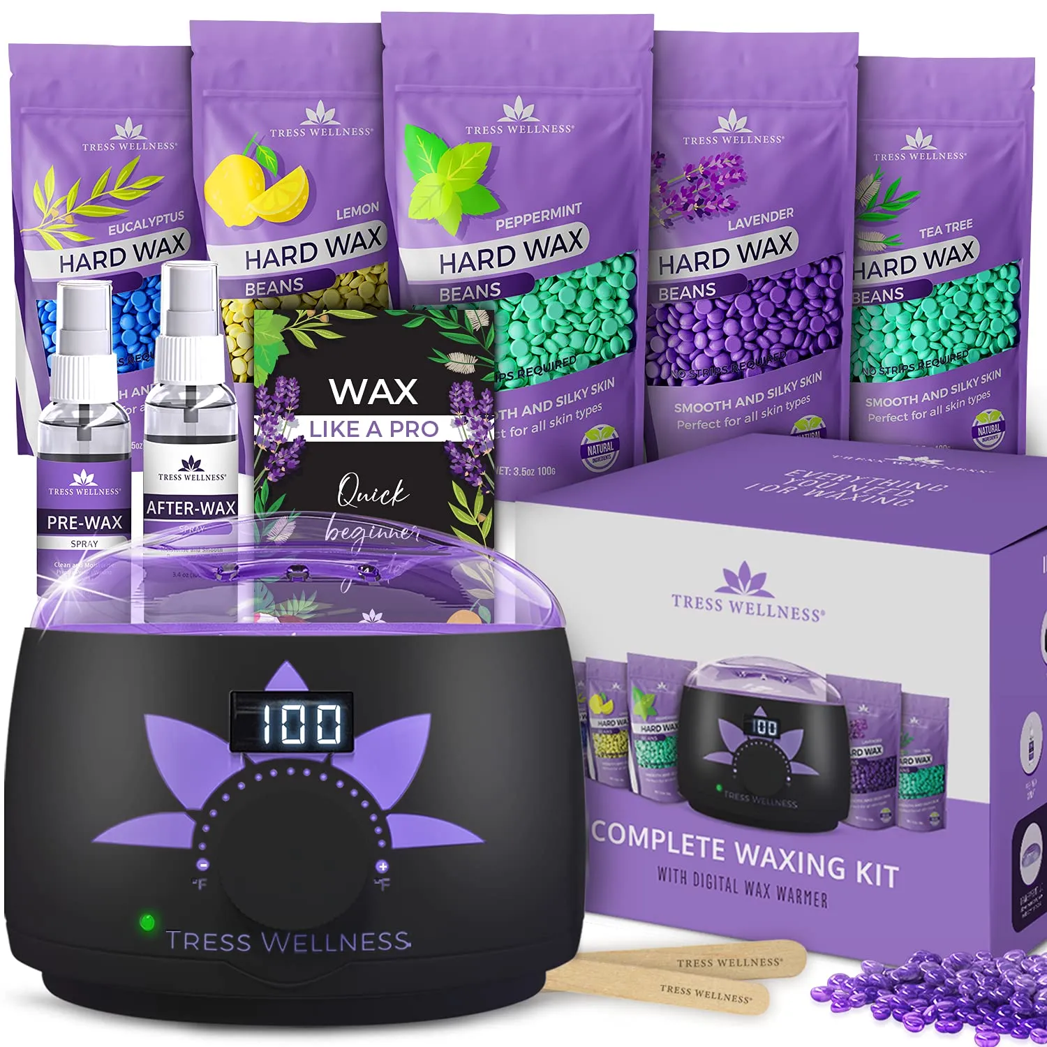 Tress Wellness Waxing Kit for Brazilian Wax - Easy to Use - for Sensitive Skin -