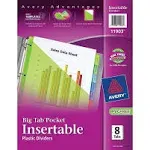 Avery 8 Big Tab Insertable Pocket Plastic Dividers