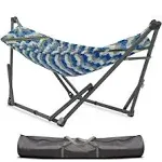 Tranquillo Uniki 550 lbs Capacity Double Hammock Stand, Adjustable Hammock Stand, Collapsible Camping Hammock and Stand, Signature Steel Stand