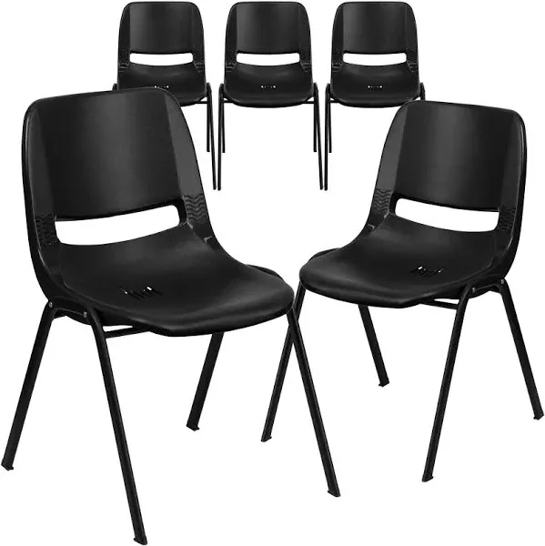 Flash Furniture RUT-EO1-BK-GG Hercules Series Black Ergonomic Shell Stack Chair