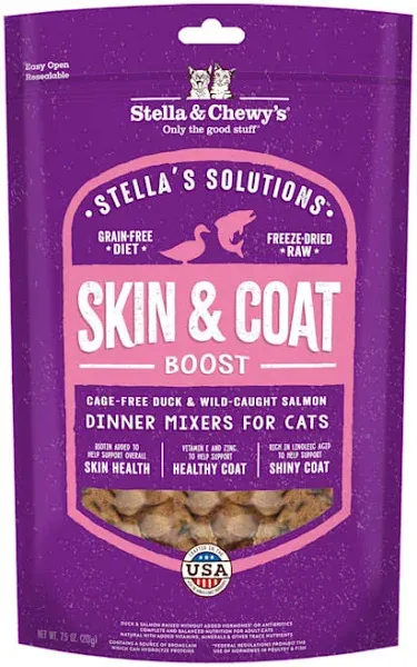 Stella & Chewy's Cat Solutions Skin & Coat Boost Freeze-Dried Duck 7.5oz