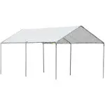 Outsunny 10'x20' Carport Heavy Duty Galvanized Car Canopy with Included Anchor Kit, 3 Reinforced Steel Cables, White