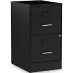 Alera - Soho Vertical File Cabinet, 2 Drawers: File/File, Letter, Black, 14" x 18" x 24.1"