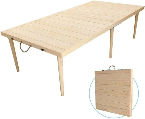 Folding Picnic Table,60 * 30 Inch,Boho Low Picnic Table,Wood Table for Picnic,Long Low Picnic Table for Outdoor, Beach,Picnic Table Comes with Two Sets of Legs(13 and 16 Inches),Natural