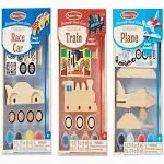 Wooden Craft Kits Set - Plane, Train, and Race Car