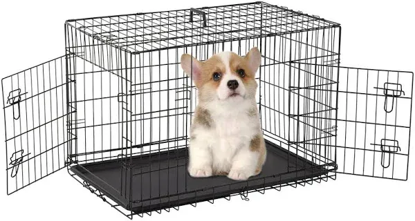 Dog Crate Dog Cage Pet Crate for Large Dogs Folding Metal Pet Cage Double Doo...