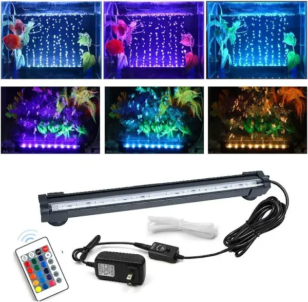 Aquarium Air Bubble Light, RGB LED Fish Tank Light with 16 Colors 4 Modes, Remo