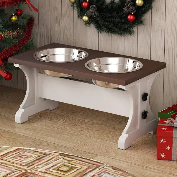 Elevated Dog Bowls,Farmhous<wbr/>e Dog Bowls Stand, Raised Dog Bowl with 2 Stainles...