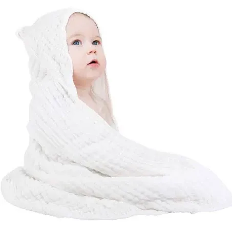 Yoofoss Hooded Baby Towels for Newborn 100% Muslin Cotton Baby Bath Towel with H