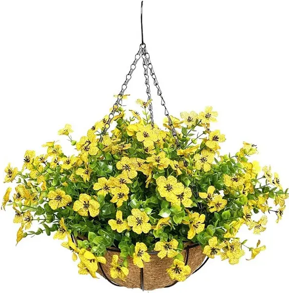 Artificial Flowers in Basket,Artific<wbr/>ial Hanging Baskets with Flowers Multicolor