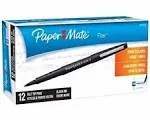 Paper Mate 8430152 Porous Point Felt Tip Pen, Medium Black Pk12