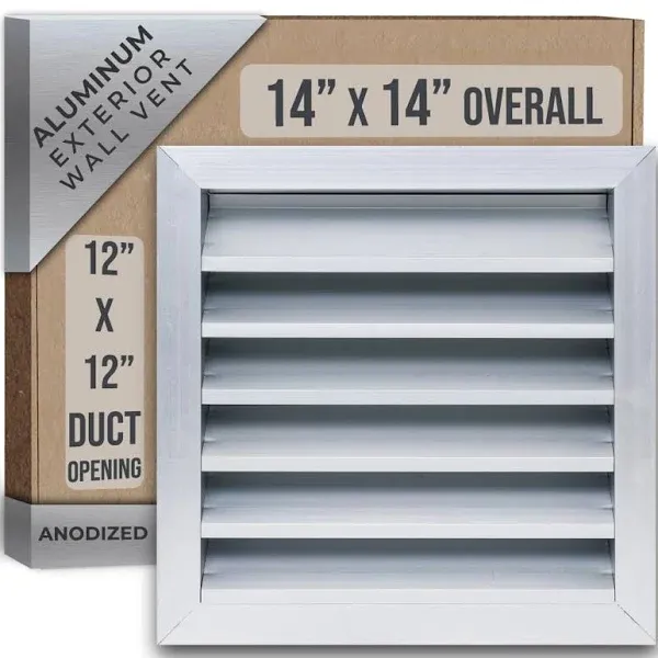 Fits 12x12 Wall Opening Anodized Aluminum Exterior Wall Vent by Handua | Gable Shed for Crawlspace, Outdoor, Doors, Attic | Weatherproof, Rain&Rust Proof, Water Resistant Grille Overall: 14"W X 14"H