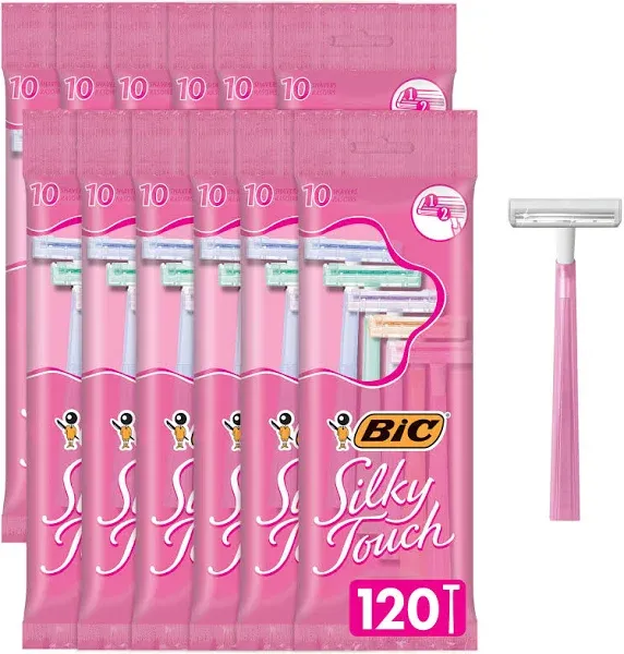 BIC Silky Touch Women&#039;s Disposable Razors With 2 Blades Pretty Pastel Razor H...