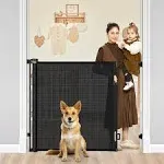 42" Tall X 60" Wide Retractable Baby Gates Extra Tall Pet Gate for Doorways Tall Dog Gate for Kids and Pets Extra Tall Cat Gate for Hallway Adjustable Mesh Gate Indoor Outdoor (Black)