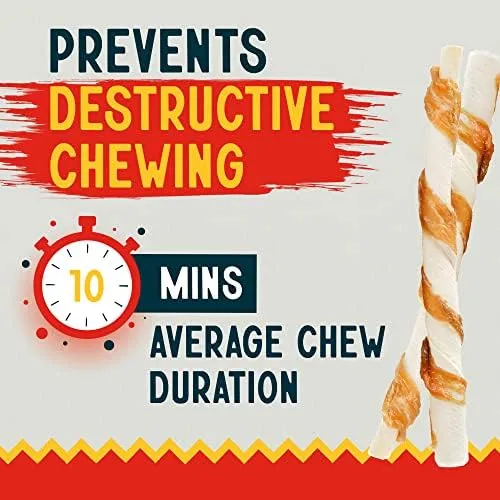 Canine Chews 5" Chicken Twist Sticks - Pack of 125 U.S.A. Sourced Chicken Wrapped Rawhide Dog Treats - Grain-Free & All-Natural Chicken Sticks for Dogs - Protein-Dense Chicken Wrapped Dog Treats