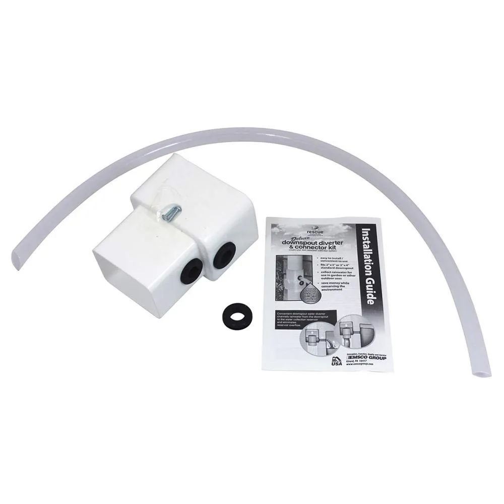 Emsco Rain Barrel Diverter Kit Plastic White