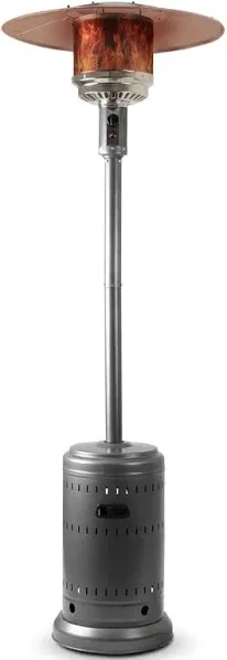 Amazon Basics 46,000 BTU Outdoor Propane Patio Heater with Wheels, Commercial & Residential - Slate Gray