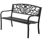  50in Garden Bench,Powder-C<wbr/>oat Steel Outdoor Benches,500LB Capacity Patio 