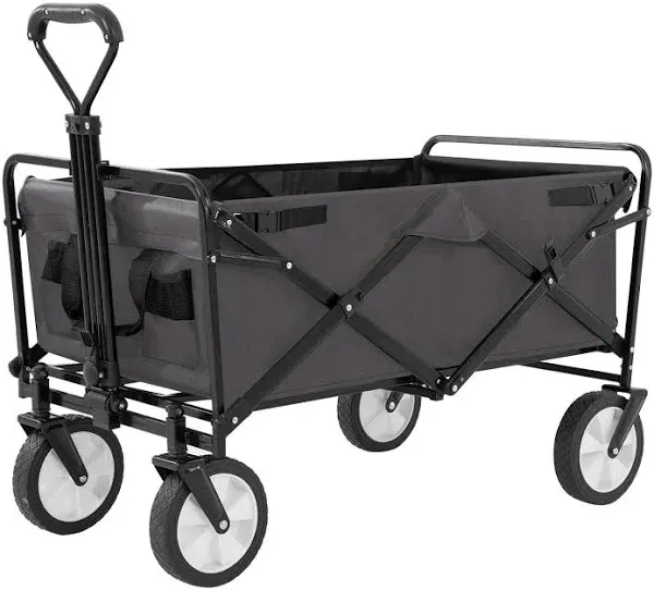 Collapsible Wagon,Portable Folding Wagon Garden Cart Outdoor Utility Grocery Wagon for Shopping, Beach, Camping, Sports, Picnic (Grey)