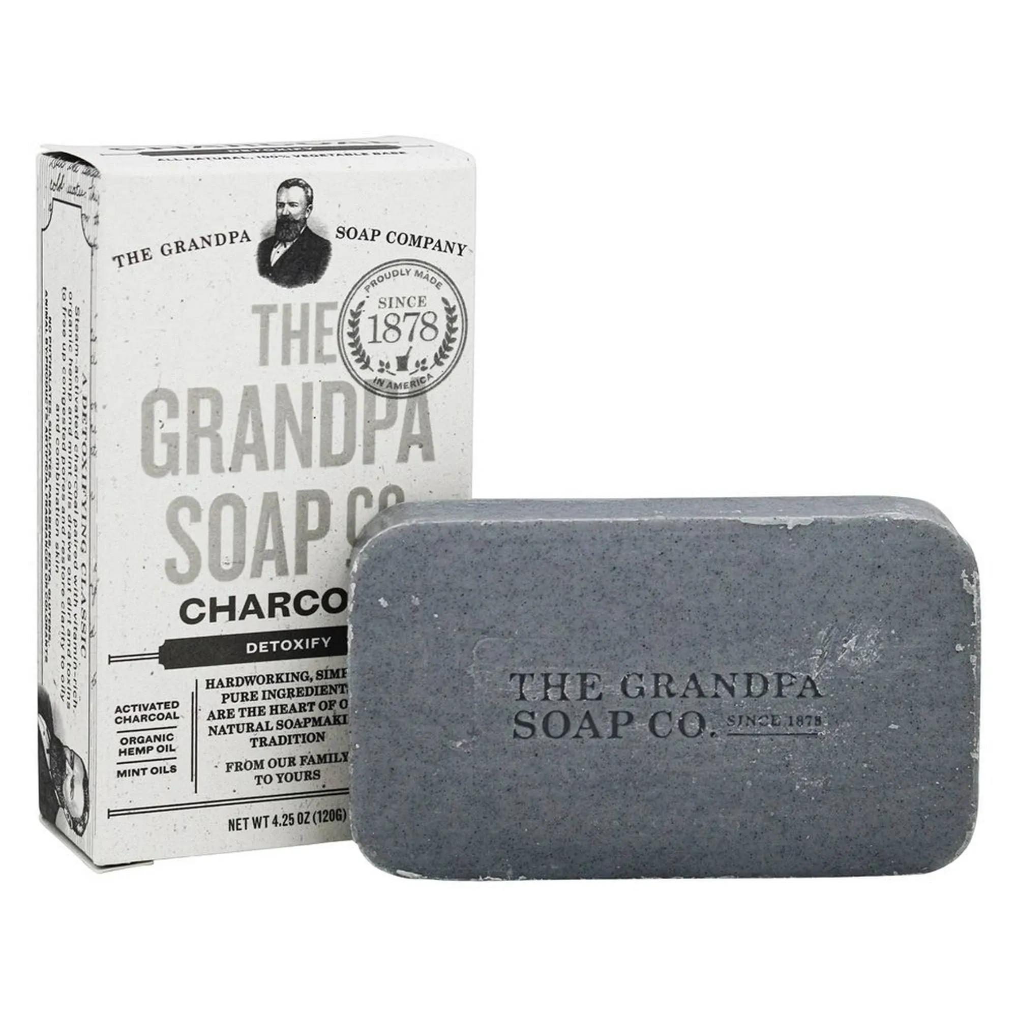 The Grandpa Soap Co Face Body Bar Soap Charcoal 120g